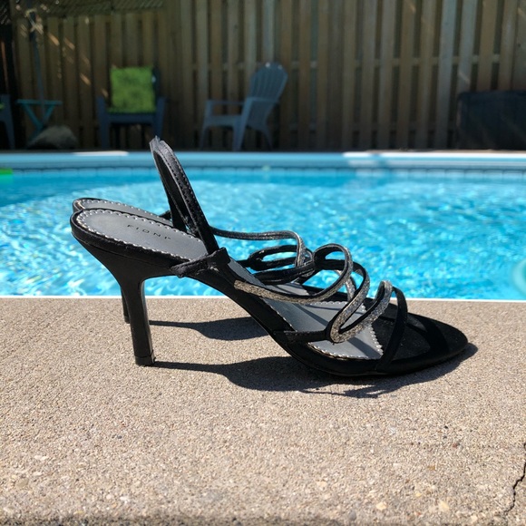 Black & Silver Sparkle Sandal Heels - Picture 9 of 11
